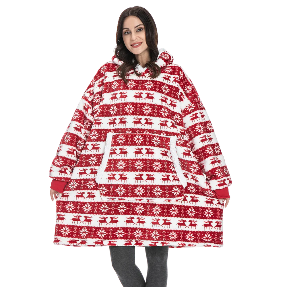 Felpa oversize da donna per l'inverno, calda, comoda, con cappuccio e tasca frontale.