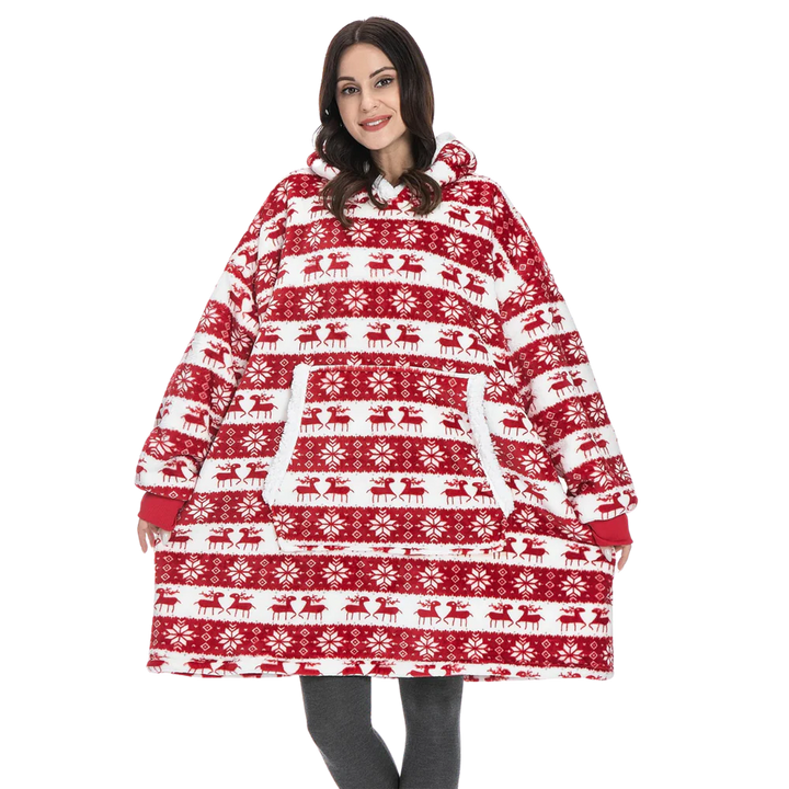 Felpa oversize da donna per l'inverno, calda, comoda, con cappuccio e tasca frontale.