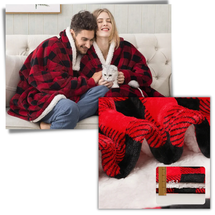 Felpa coperta donna, oversize e calda, con pratica tasca per serate invernali.