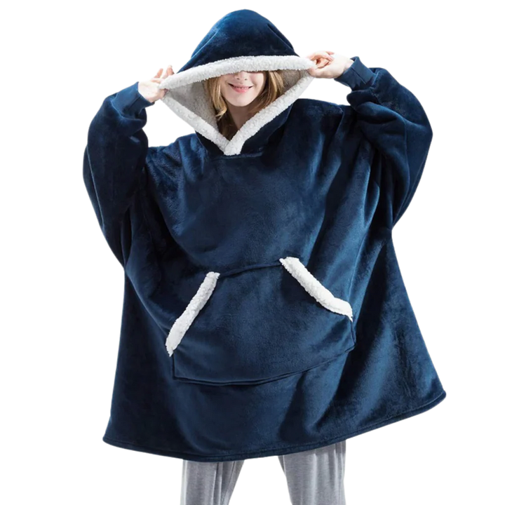 Loungewear donna: felpa oversize con tasca, perfetta per il relax invernale.