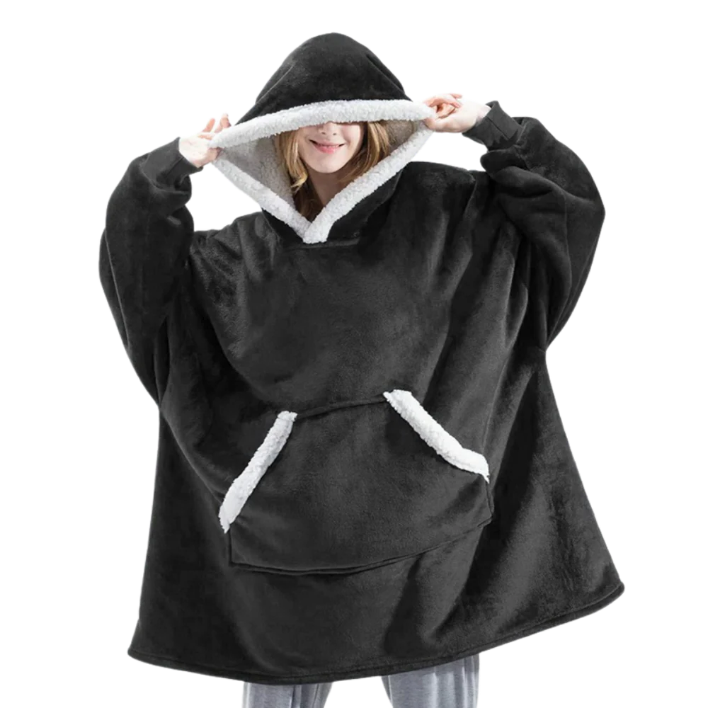 Felpa donna oversize casual, con cappuccio e tasca, ideale per stare calda a casa.