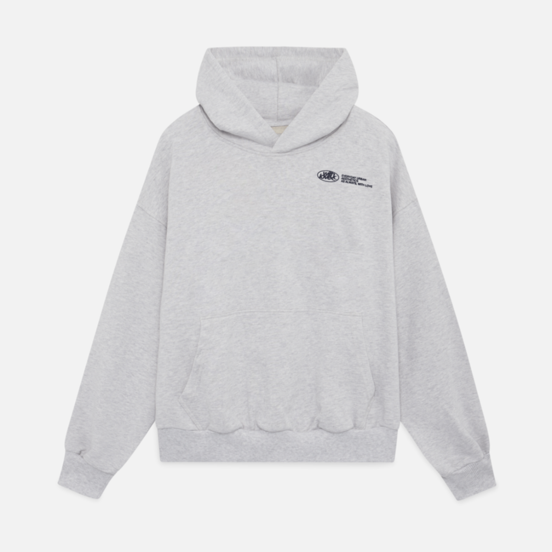 Felpa uomo oversize, grafica dettagliata, vestibilità comoda e tasca frontale per un look streetwear.