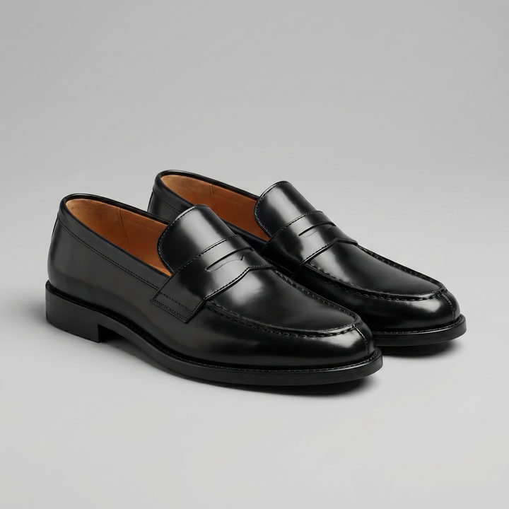 Mocassini Penny uomo slip-on in pelle marrone, ideali per eleganza casual e comfort versatile. Calzature classiche.