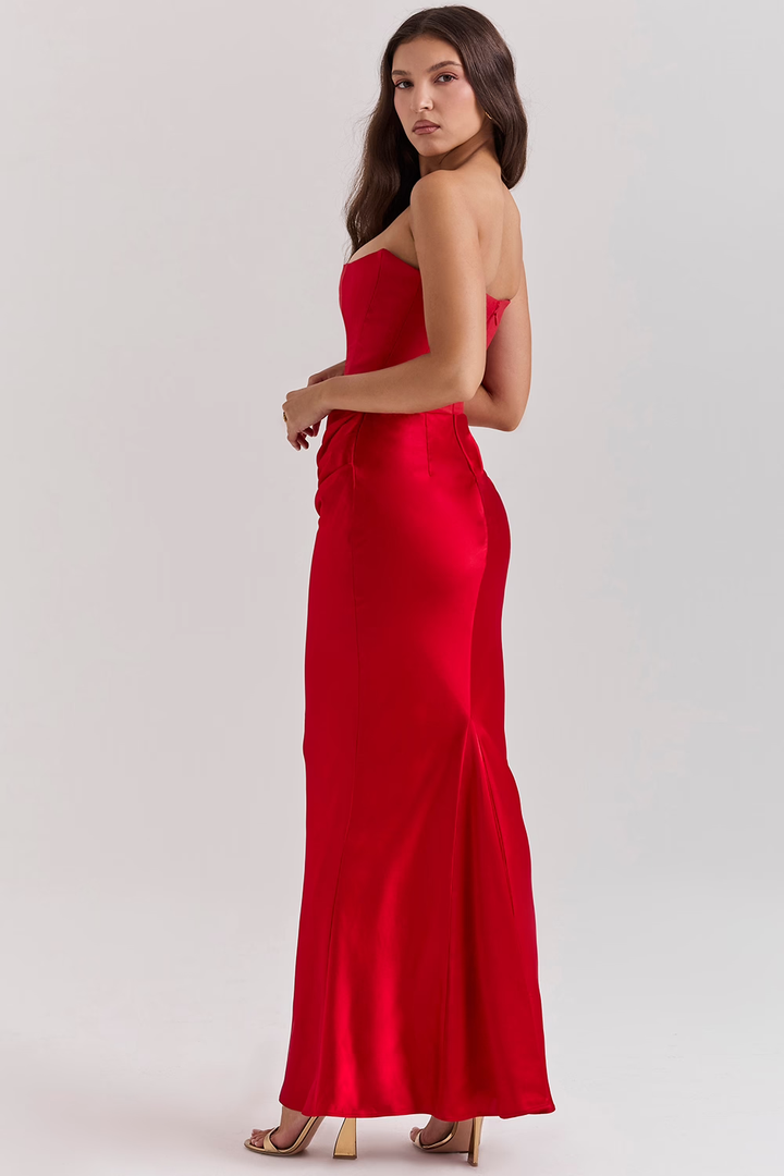 Abito midi moda donna autunnale, con design corsetto che scolpisce la vita. Perfetto per un look chic e moderno.