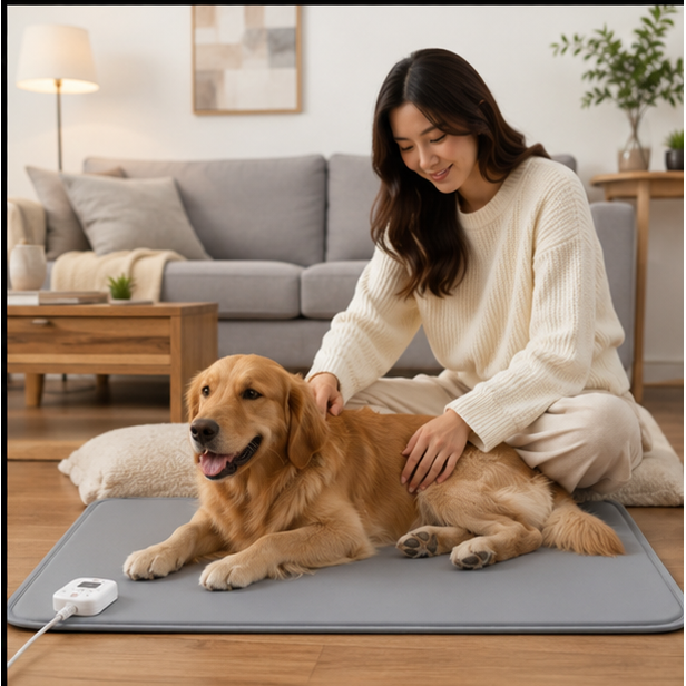 Tappetino impermeabile riscaldato per animali, soluzione elettrica per il comfort di cani e gatti.