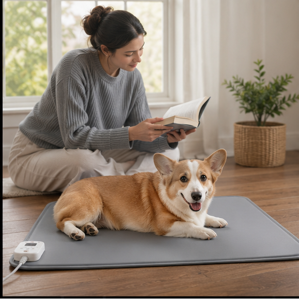 Tappetino riscaldante per animali, design impermeabile e riscaldamento elettrico per cani e gatti.