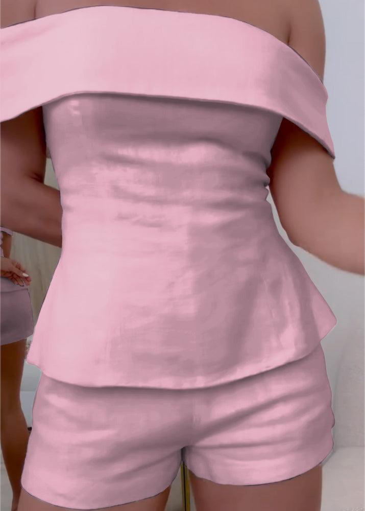 Completo donna misto cotone, due pezzi estivo, stile casual chic con pantaloni e top.