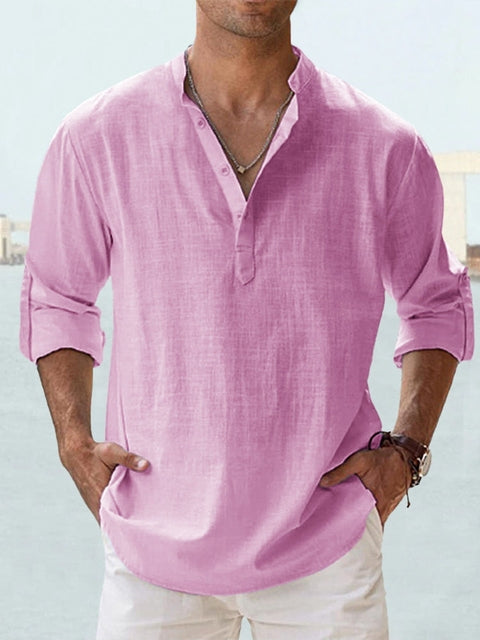 Camicia uomo a maniche lunghe per un look fresco e rilassato, ideale per le giornate calde estive.