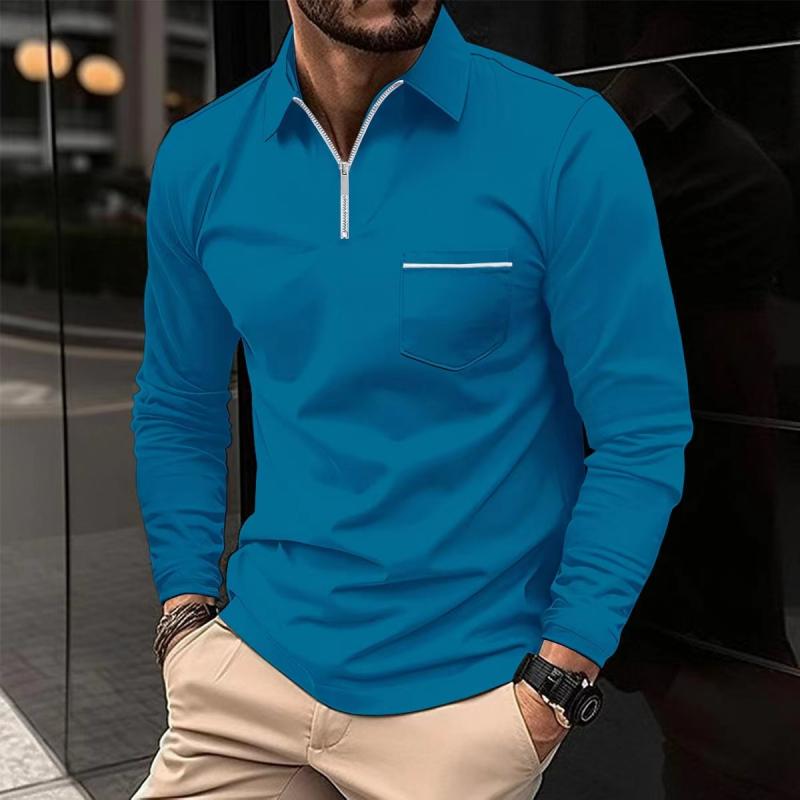 Polo uomo a maniche lunghe con taschino pratico, capo versatile per un look casual elegante.