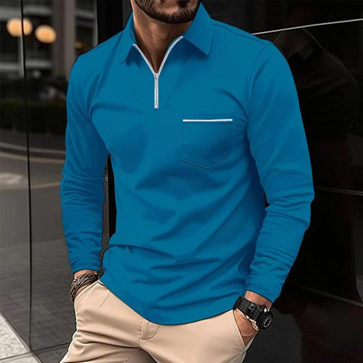 Polo uomo a maniche lunghe con taschino pratico, capo versatile per un look casual elegante.