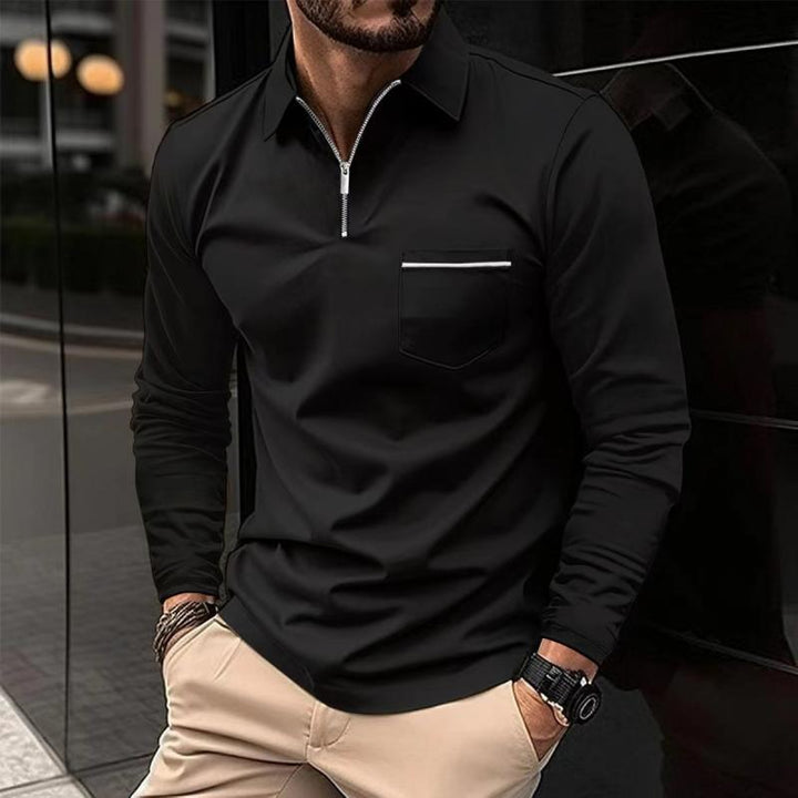 Elegante polo uomo a maniche lunghe, perfetta per abbigliamento casual o semi-formale. Massimo comfort.