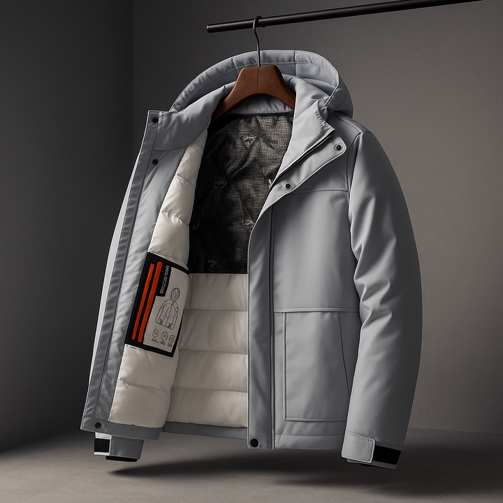 Giacca da uomo stile bomber, invernale e calda, con cappuccio regolabile, ideale per il freddo.
