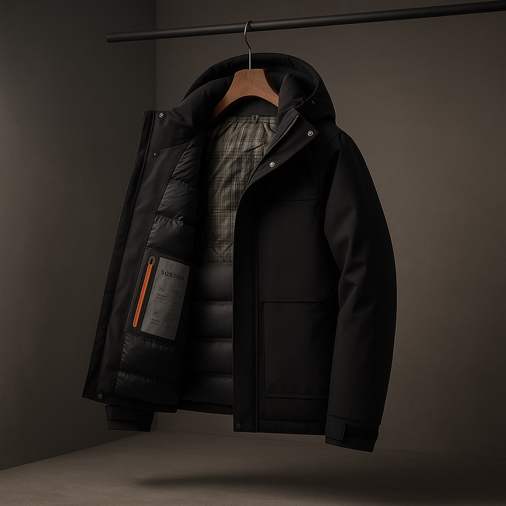 Giacca invernale da uomo calda con cappuccio isolante, perfetta per il freddo e lo stile casual.