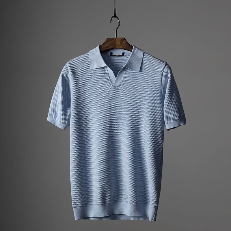 Polo da uomo slim fit estiva a manica corta, tessuto traspirante, perfetta per l'abbigliamento casual e quotidiano.