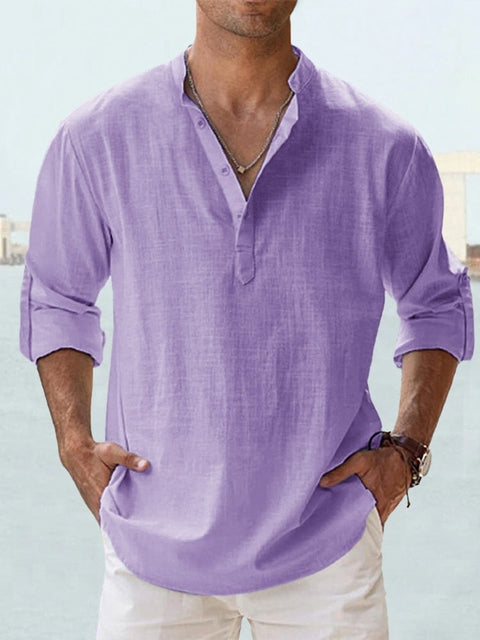 Camicia uomo maniche lunghe leggera, abbigliamento estivo casual-elegante di tendenza.