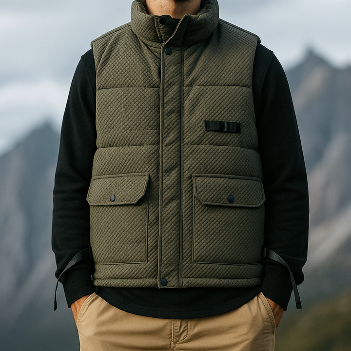 Gilet invernale uomo robusto e caldo, offre protezione dalle intemperie e comfort duraturo per l'outdoor.