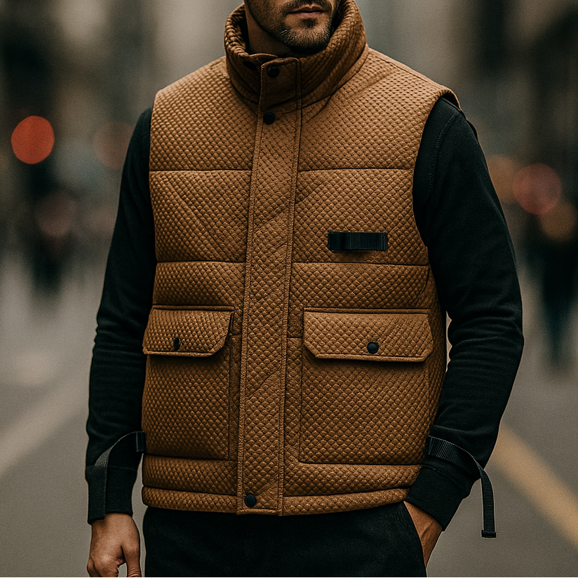 Gilet uomo smanicato ideale per la stratificazione, aggiunge calore e stile al tuo outfit invernale e quotidiano.