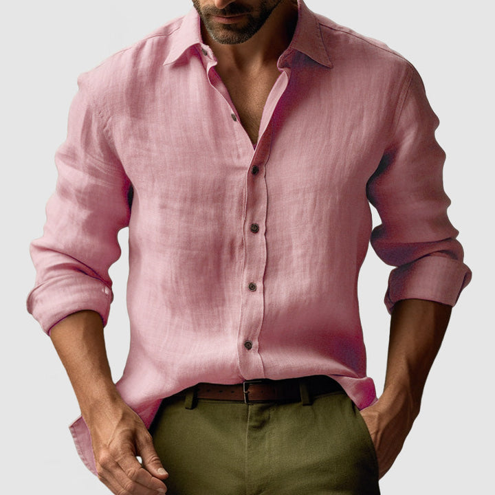 Camicia casual uomo, maniche lunghe e colletto classico. Perfetta per ufficio e tempo libero, abbigliamento maschile.
