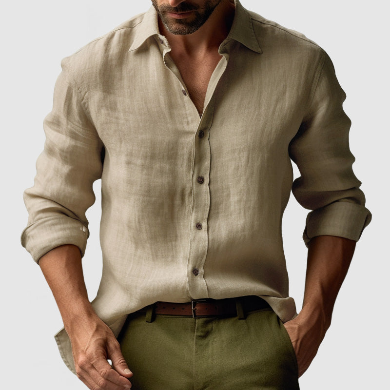 Camicia uomo a maniche lunghe, colletto classico. Un capo casual ed elegante, traspirante, per moda maschile.