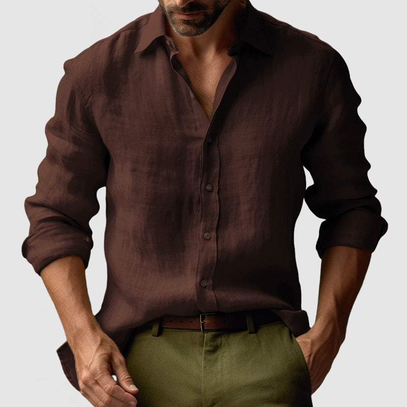 Camicia casual comoda da uomo, maniche lunghe e traspirante. Colletto classico, ottima per tempo libero e ufficio.