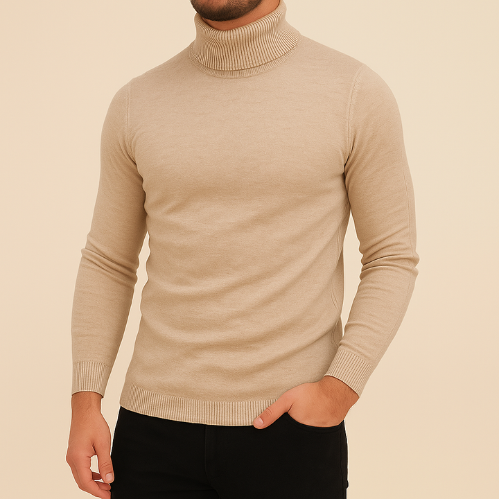 Maglia uomo a collo alto slim fit, ideale per un look invernale elegante e una moda maschile raffinata.