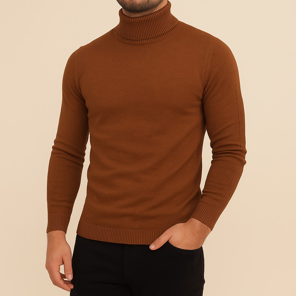 Maglione invernale uomo a collo alto, vestibilità slim fit per calore e stile. Perfetto per ogni occasione.