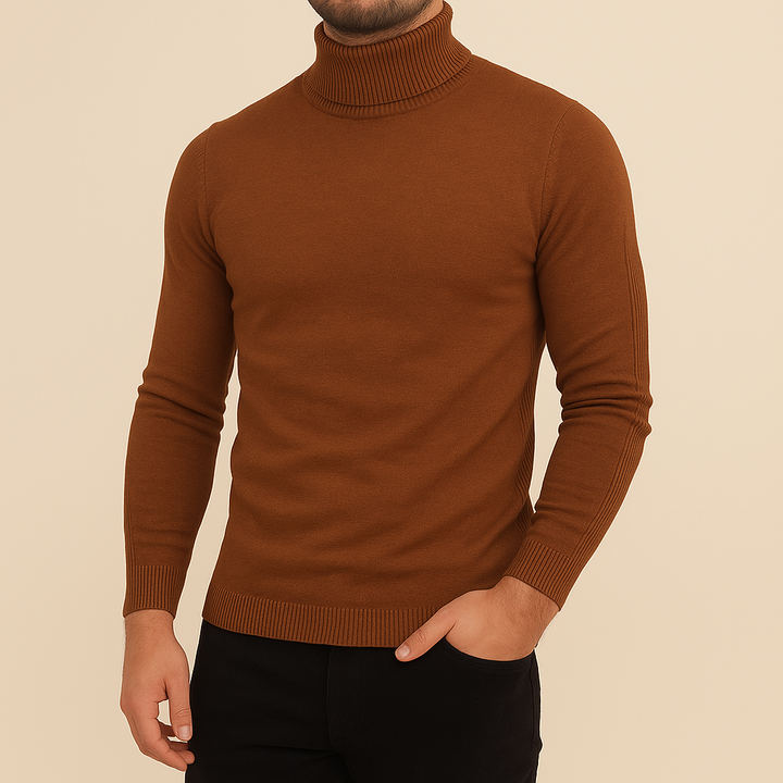 Maglione invernale uomo a collo alto, vestibilità slim fit per calore e stile. Perfetto per ogni occasione.