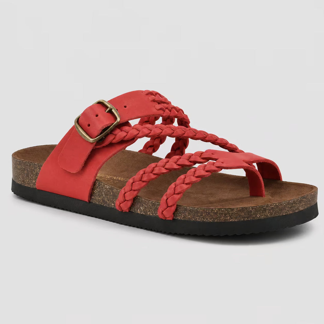 Sandali piatti donna verdi, plantare anatomico, fibbia singola. Stile casual e fresco per l'estate.