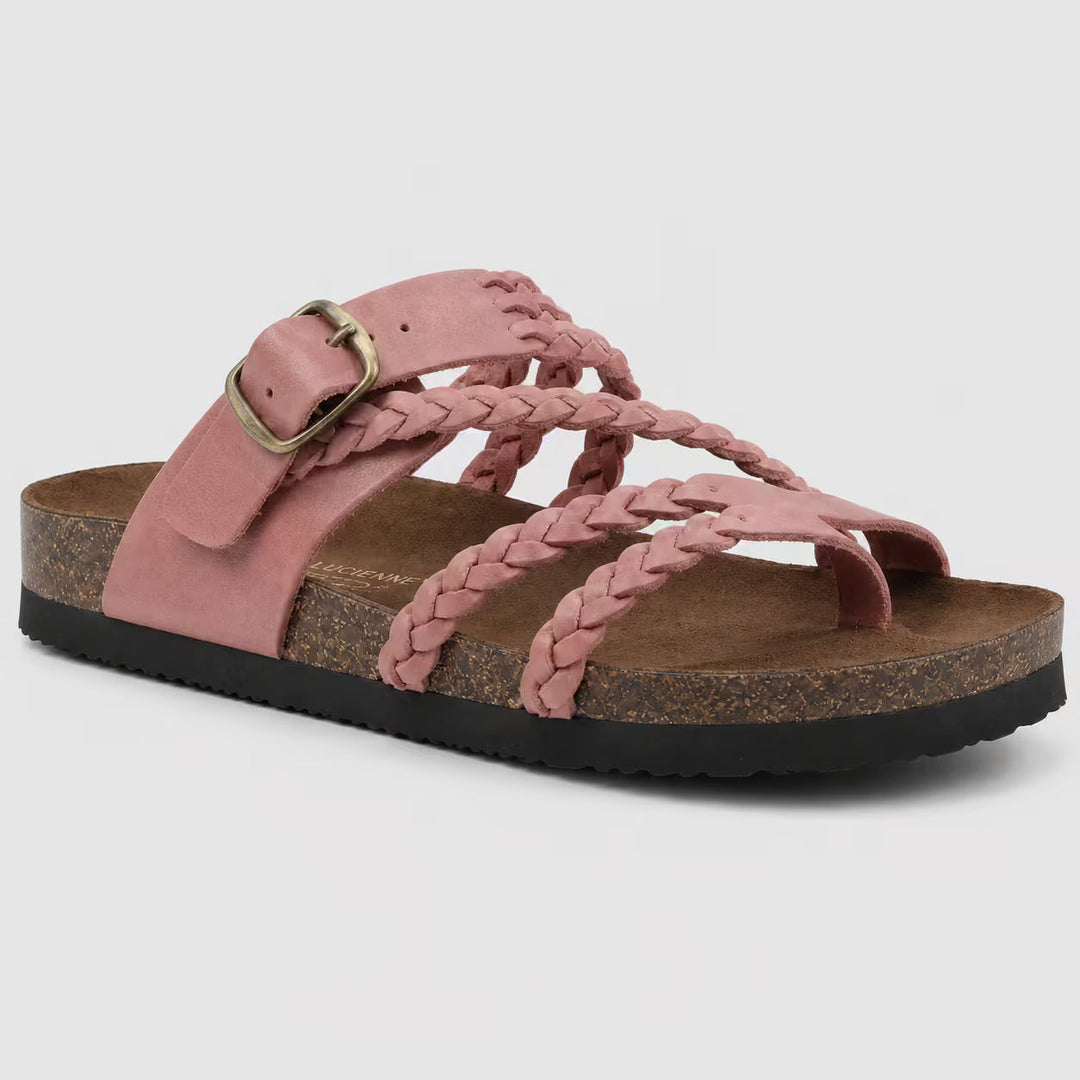 Sandali beige piatti donna, comfort con plantare anatomico, stile passeggio. Calzature estive.