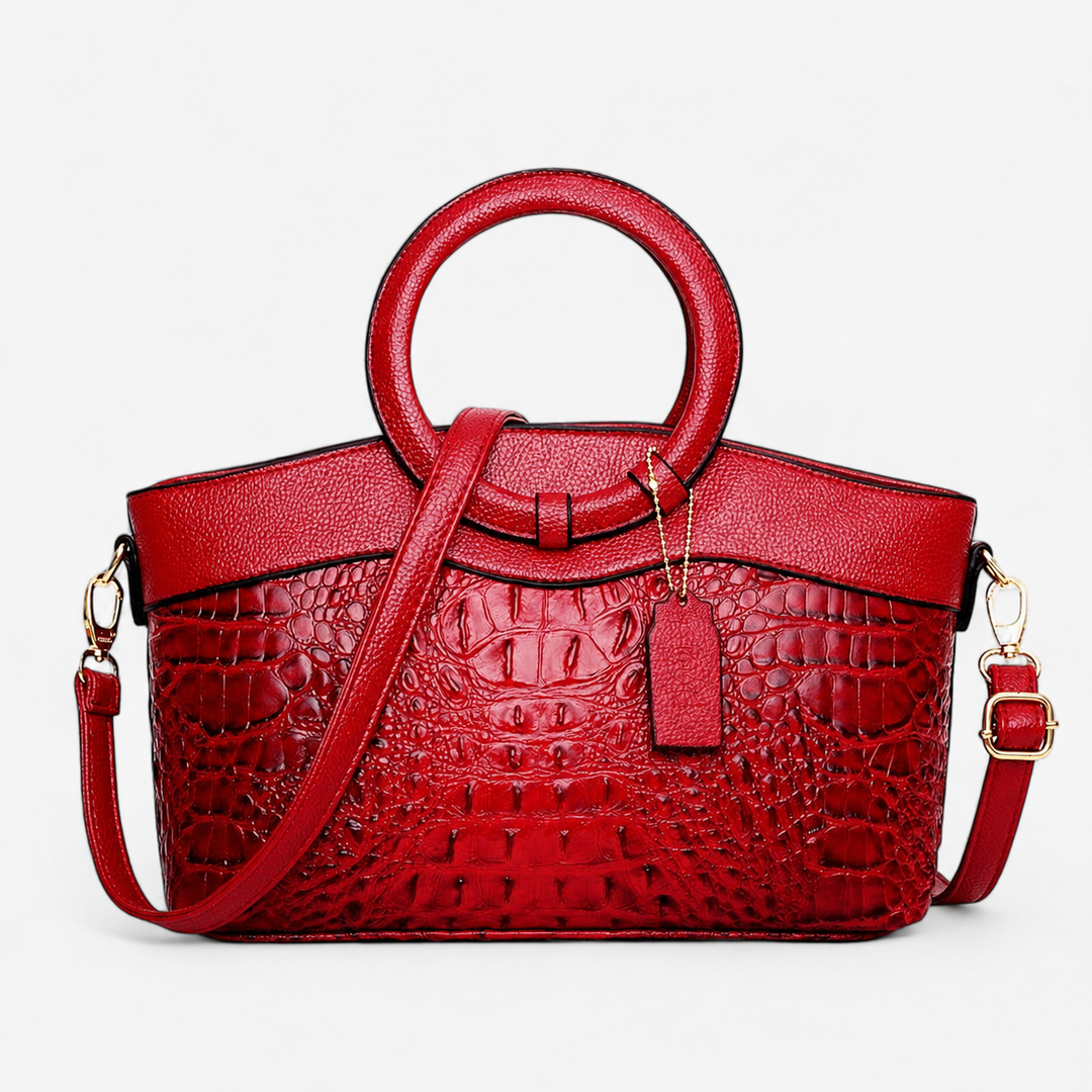 Versatile borsa a mano/tracolla donna in pelle PU multicolore, con elegante effetto coccodrillo.