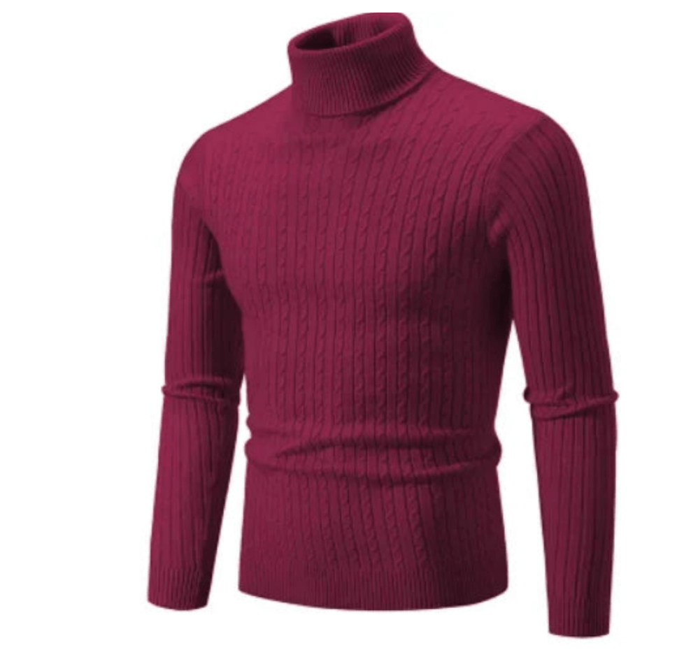 Maglione uomo a coste dolcevita, essenziale per l'abbigliamento casual e la maglieria maschile.