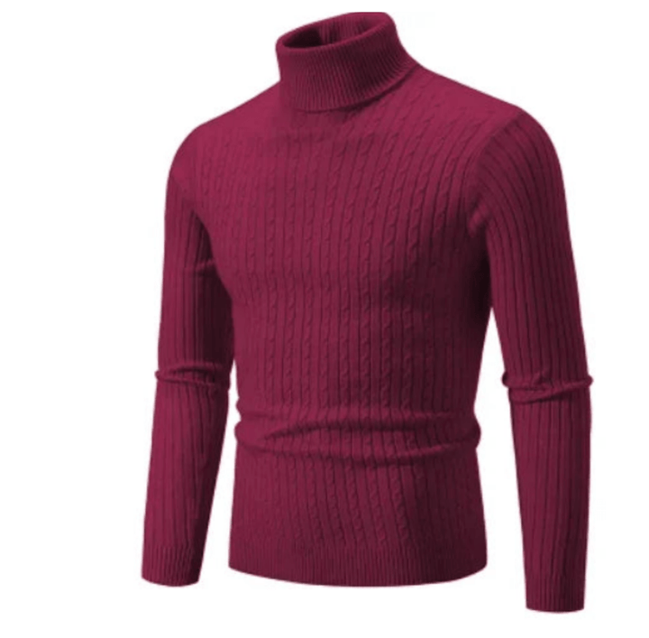 Maglione uomo a coste dolcevita, essenziale per l'abbigliamento casual e la maglieria maschile.