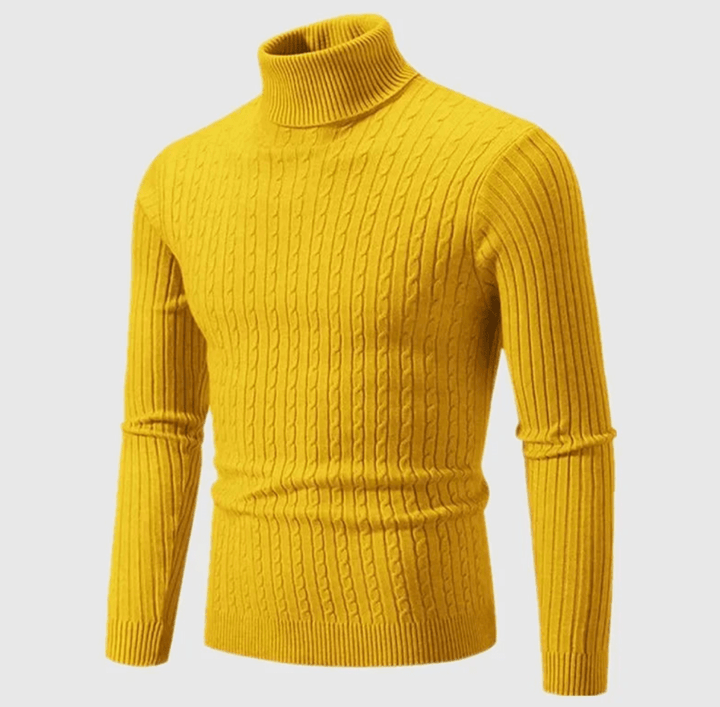 Maglione dolcevita a coste da uomo, ideale per look eleganti e confortevoli.