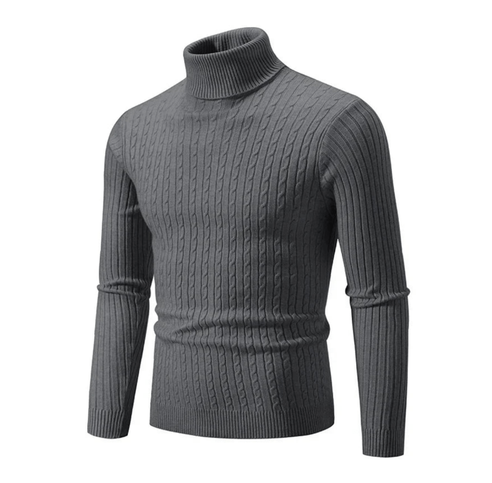 Maglione dolcevita uomo elegante, con finitura a coste per un look moderno e confortevole.