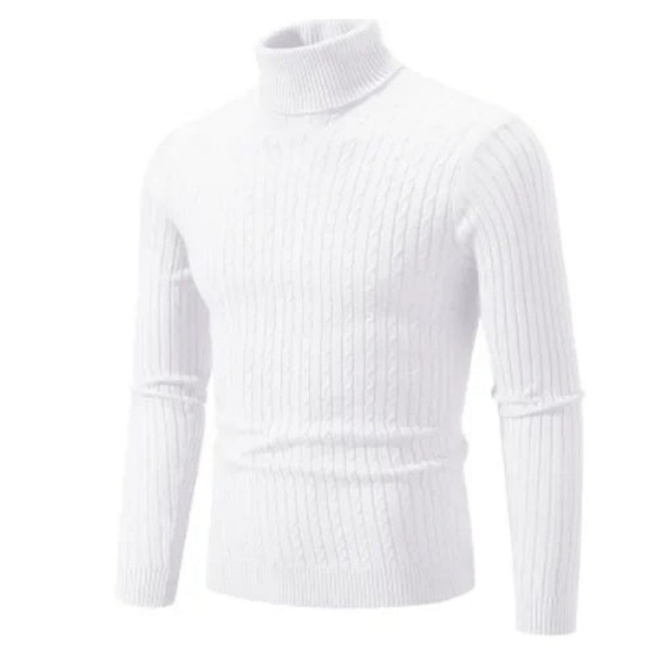 Maglia uomo elegante e confortevole, maglione a coste dolcevita per un look casual versatile.