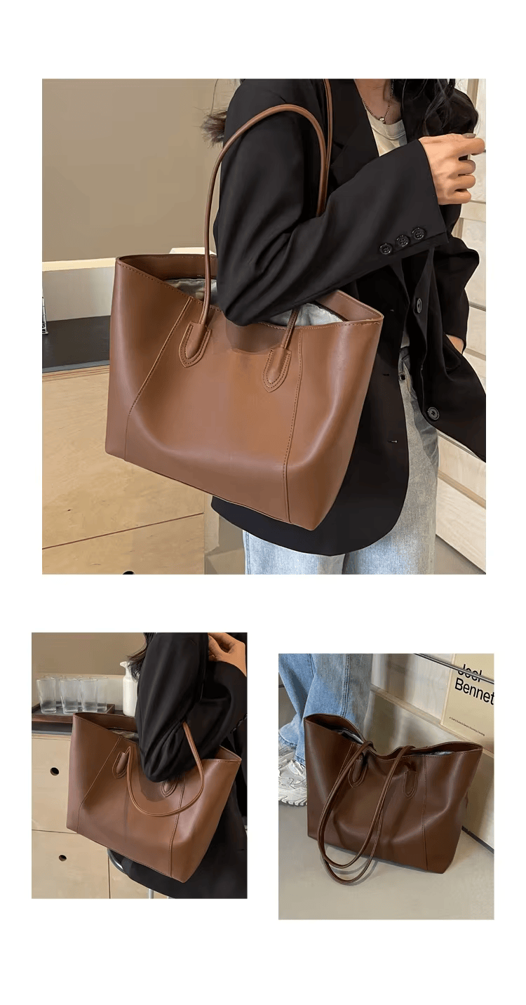 Borsa donna grande in ecopelle, design elegante a tracolla, perfetta come tote bag da ufficio.