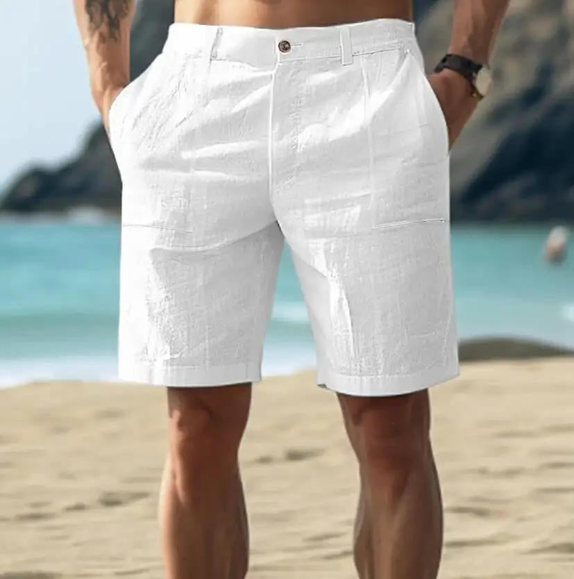 Pantaloncini uomo grigi comodi con coulisse, vestibilità rilassata per l'estate casual.