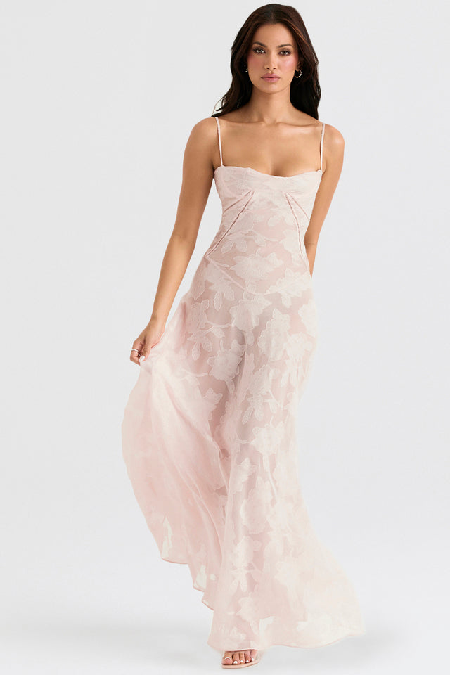 Abito lungo da donna, pizzo elegante e brillante, perfetto per cerimonie.