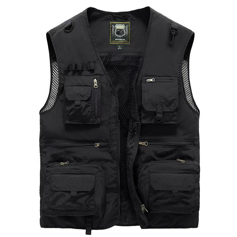 Gilet uomo sportivo multitasche per escursionismo, campeggio, pesca. Leggero e traspirante estivo.