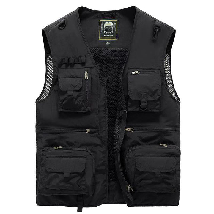 Gilet uomo sportivo multitasche per escursionismo, campeggio, pesca. Leggero e traspirante estivo.