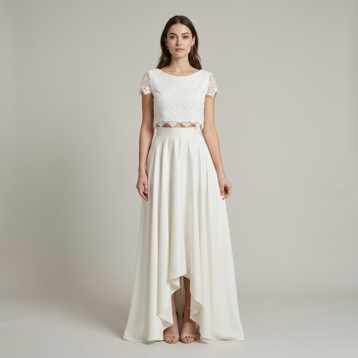 Maxi abito da cerimonia spezzato da donna. Elegante e raffinato per matrimoni e occasioni speciali.