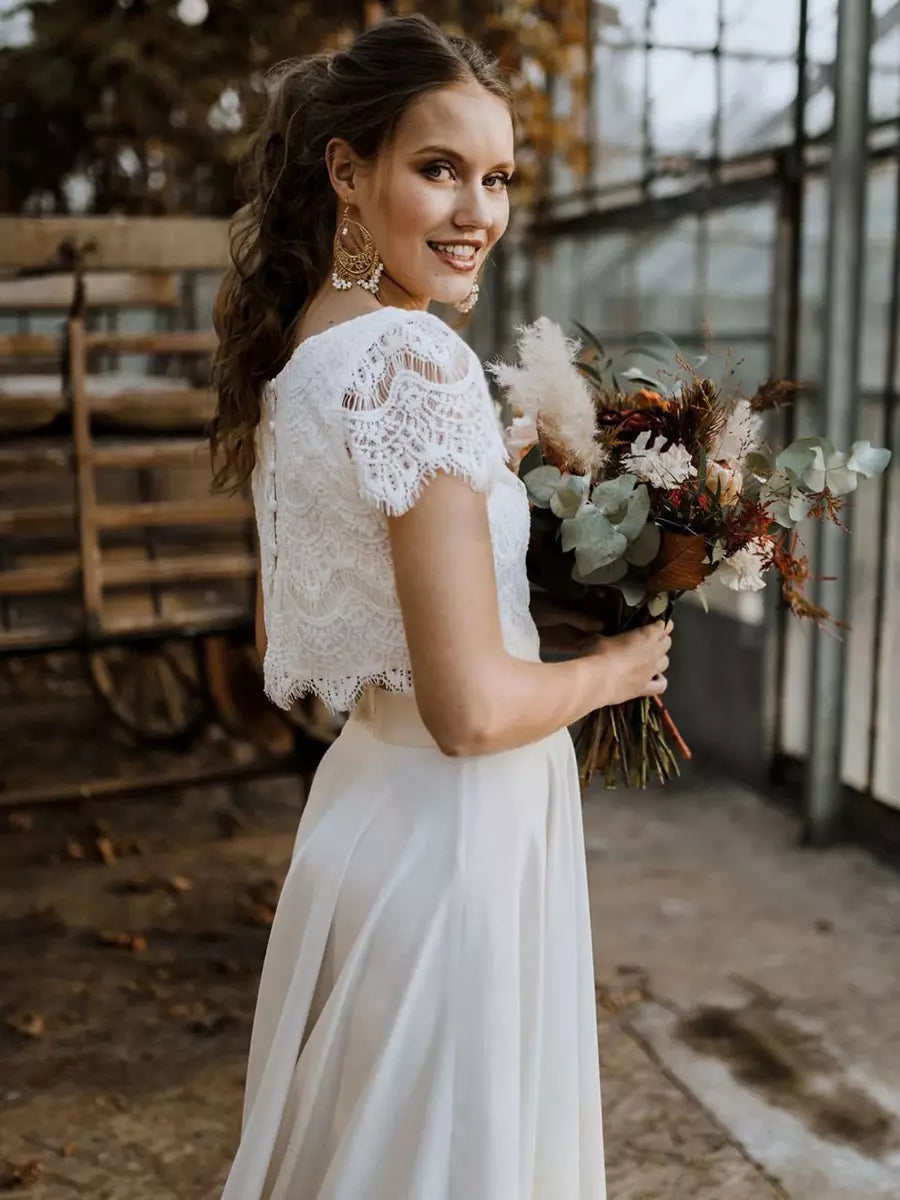 Maxi abito spezzato elegante per cerimonie. Un abito da donna chic, perfetto come invitata a matrimoni estivi.