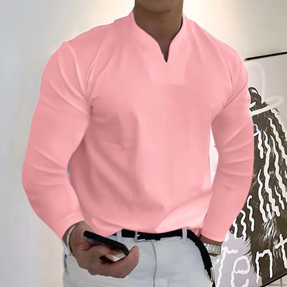 Camicia da uomo casual, traspirante, senza bottoni, per comfort e asciugatura rapida.