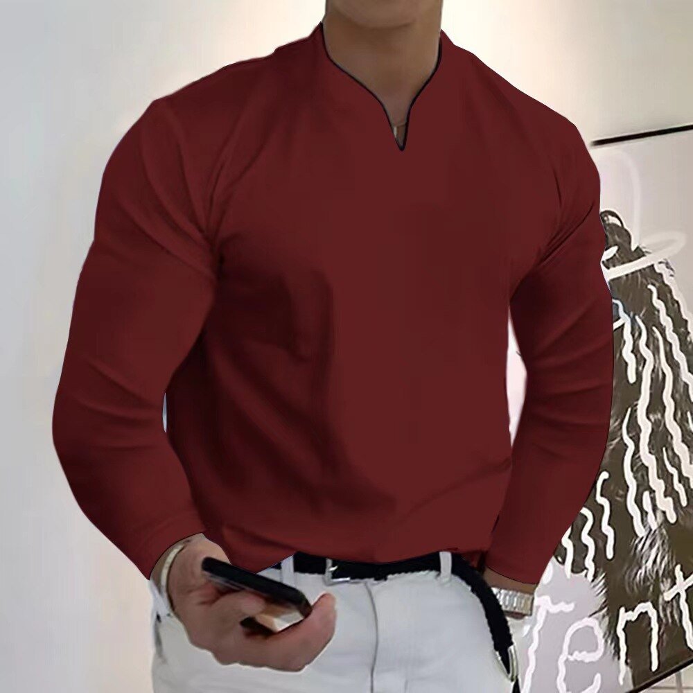 Camicia da uomo leggera, senza bottoni, traspirante, per un comfort elevato e stile casual.