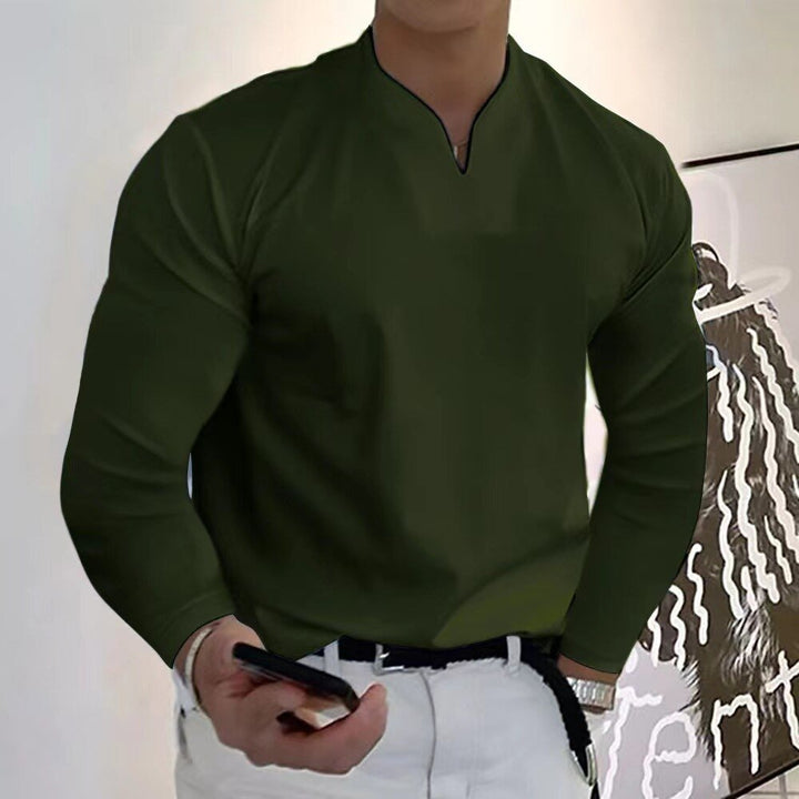 Camicia slim fit, da uomo, senza bottoni, traspirante, ideale per la moda uomo contemporanea.