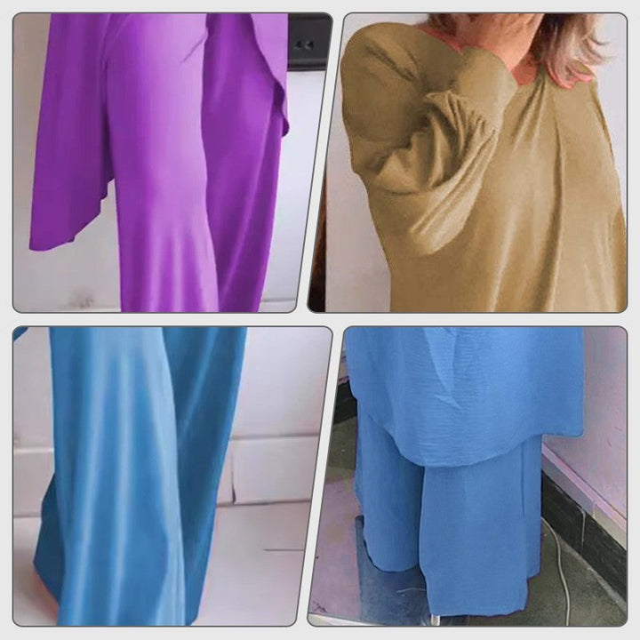 Set pigiama donna due pezzi o homewear, top e pantaloni super morbidi, perfetto per relax e look esterno.