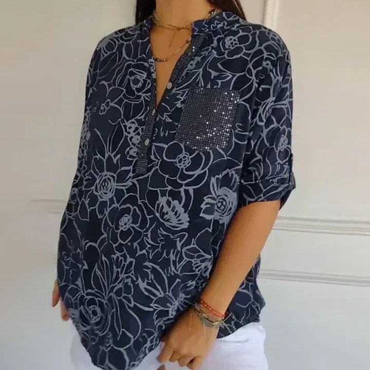 Elegante camicetta donna floreale, maniche lunghe e vestibilità comoda. Perfetta per ogni occasione e stagione.