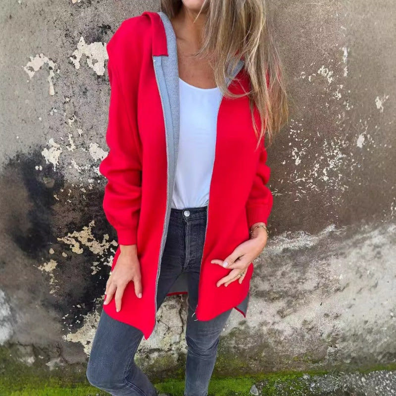 Giacca pullover donna oversize con cerniera, perfetta per comfort casual e vestibilità ampia.