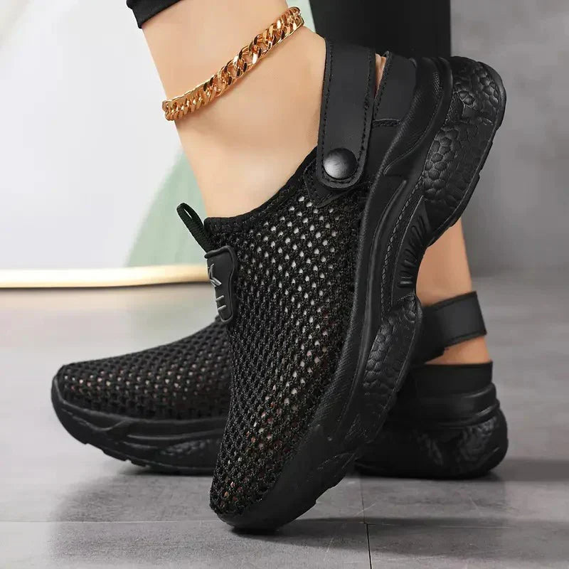 Scarpe estive donna leggere e traspiranti con pratica fibbia regolabile, perfette per passeggio e shopping.