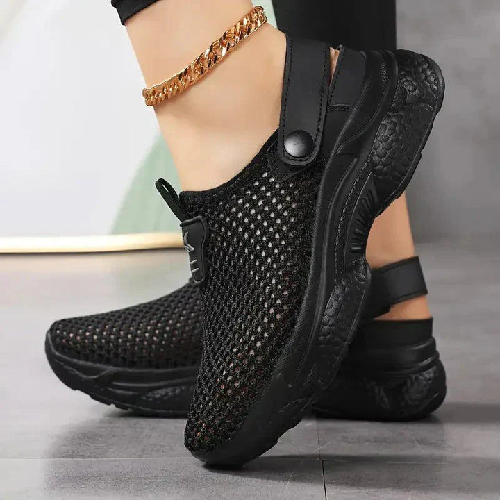 Scarpe estive donna leggere e traspiranti con pratica fibbia regolabile, perfette per passeggio e shopping.